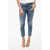 DSQUARED2 Cropped Fit Twiggy Jeans With Rhinestones Embellishment 15Cm Blue