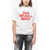 DSQUARED2 Solid Color Ops We Did It Again Crew-Neck T-Shirt With Contr White