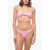 REINA OLGA High Waist Wave Motif Bandeau Bikini Pink