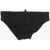 DSQUARED2 Solid Color Swim Brief With Printed Maxi Logo Black