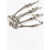 Raf Simons Polished Metal Skeleton Hand Bracelet With Rhinestone Embell Silver