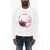 DSQUARED2 Fleeced-Cotton Crew-Neck Sweatshirt With Frontal Print White