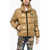 DSQUARED2 Rip Stop Check Nylon Down Jacket With Monogram Brown