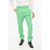 DSQUARED2 Virgin Wool Cigarette Fit Pants With Rhinestone Side Band Green