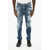 DSQUARED2 Cotton Stretch Skater Jeans With Visible Stitching 16Cm Blue