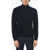 CORNELIANI Mock Neck Cashmere Blend Sweater With Front Zip Blue