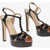 Francesco Russo Leather T-Strap Sandals Heel 13Cm Black