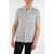 Neil Barrett Short Sleeve All-Over Monogram Spread Collar Shirt With Brea White