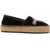 Moschino Love Suede Split Leather Platform Espadrilles With Strass Lo Black