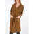 DROME 3/4-Sleeved Suede Overcoat With Belt Brown