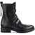Moschino Love Leather Ankle Boots With Back Zip Black