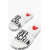Moschino Love Nappa Leather Slides Pool25 With Logo Black & White