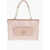 Moschino Love Crocodile Printed Faux Leather Tote Bag Pink