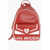 Moschino Love Logo Printed Faux Leather Backpack Red