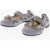Monnalisa Python Effect Leather Mary Jane Ballet Flats With Bezels Gray