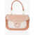 Moschino Love Faux Leather Top Handle Bag With Perfored Details Beige