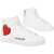 Moschino Love Leather High Top Sneakers With Velvet Heart And Side Zi White