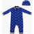 Philipp Plein Printed Romper Suit And Hat Fedro Set Blue