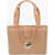 Moschino Love Perforated Faux Leather Tote Bag Beige