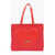 Moschino Love Faux Leather Details Tote Bag With Golden Logo Red