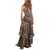 Philipp Plein One-Shoulder Maculate Long Dress With Ruffles Brown