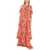 Philipp Plein Couture Est.1978 Floral Patterned Silk Ruffles Maxi Dress Red
