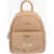 Moschino Love Golden Details Faux Leather Backpack Beige