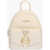 Moschino Love Solid Color Faux Leather Backpack With Golden Details Beige