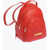 Moschino Love Solid Color Quilted Faux Leather Backpack Red