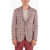 CORNELIANI Flax Blend Gate Blazer With Windowpane Check Pattern Red