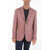 CORNELIANI 2 Button Gate Flax Blend Blazer With Hopsack Pattern Pink