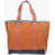 Bottega Veneta Canvas Meridian Tote Bag With Braided Soft Leather Handles Orange