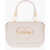 Moschino Love Removable Shoulder Strap Textured Faux Leather Bag Beige