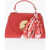 Moschino Love Textured Faux Leather Mini Bag With Logoed Neckerchief Red