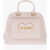 Moschino Love Textured Faux Leather Hand Bag With Heart Logo Beige