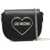 Moschino Love Textured Faux Leather Saddle Bag With Embossed Logo Black