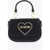 Moschino Love Removable Shoulder Strap Textured Faux Leather Bag Black