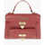 Moschino Love Crocodile Printed Faux Leather Hand Bag Red
