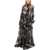 Philipp Plein Couture Est.1978 Sheer Silk Ruffles Floor Dress With Tie Nec Black