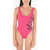 Nike One Piece Swimsuit With Logo-Print Pink