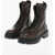 Brunello Cucinelli Textured Leather Combat Boots With Microbeads Detailing Brown