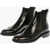 Saint Laurent Polished Leather Army Quarter Brogue Chelsea Boots Black