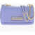 Moschino Love Textured Faux Leather Shoulder Bag With Golden Logo Violet