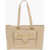 Moschino Love Faux Leather Maxi Front Pocket Tote Bag With Heart Clam Beige