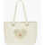 Moschino Love Faux Leather Quilted Tote Bag With Golden Applications Beige