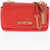 Moschino Love Textured Faux Leather Shoulder Bag With Golden Logo Red