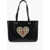Moschino Love Faux Leather Tote Bag With Golden Round Applications Black