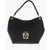 Moschino Love Rubberised Fabric Shoulder Bag With Front Monogram Black