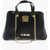 Moschino Love Textured Faux Leather Lucille Tote Bag With Double Comp Black