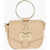 Moschino Love Faux Leather Golden Handle Bracelet Bag With Removable Beige